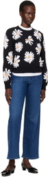 Moschino Black All Over Daisy Print Sweater