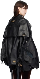 Junya Watanabe Black Fringed Faux-Leather Jacket