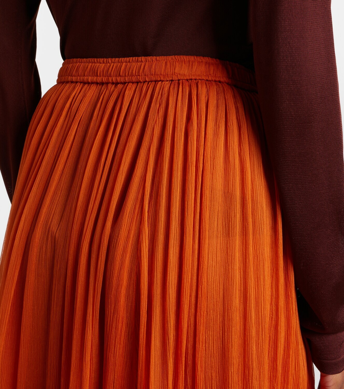 Saint Laurent Ruffled sheer silk maxi skirt
