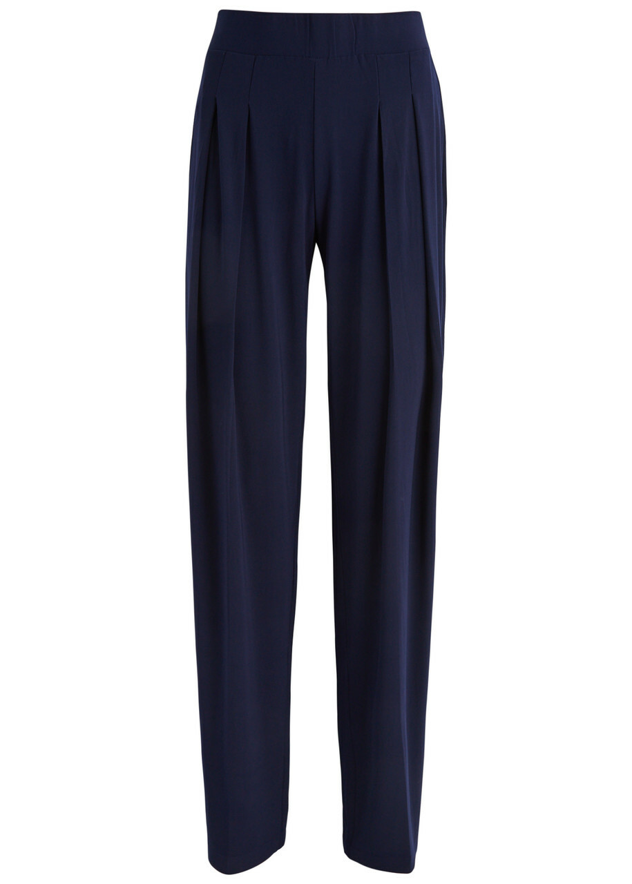 Norma Kamali Tapered Stretch-jersey Trousers Dark Navy