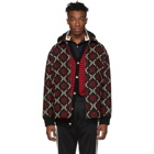 Gucci Red and Black Wool Macro GG Diamond Jacket