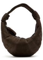 Lemaire Fortune Croissant Mini Nubuck Leather Shoulder bag - Dark Brown - One Size