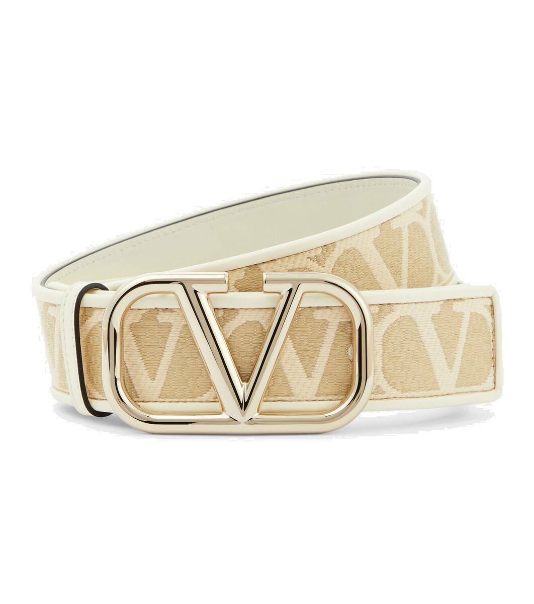 Valenti Toilde Iconographe Belt 40mm White Beige Calfskin Shiny Gold Buckle