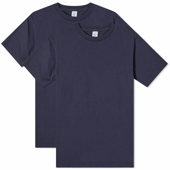 Photo: Velva Sheen Men's 2 Pack Plain T-Shirt in Navy