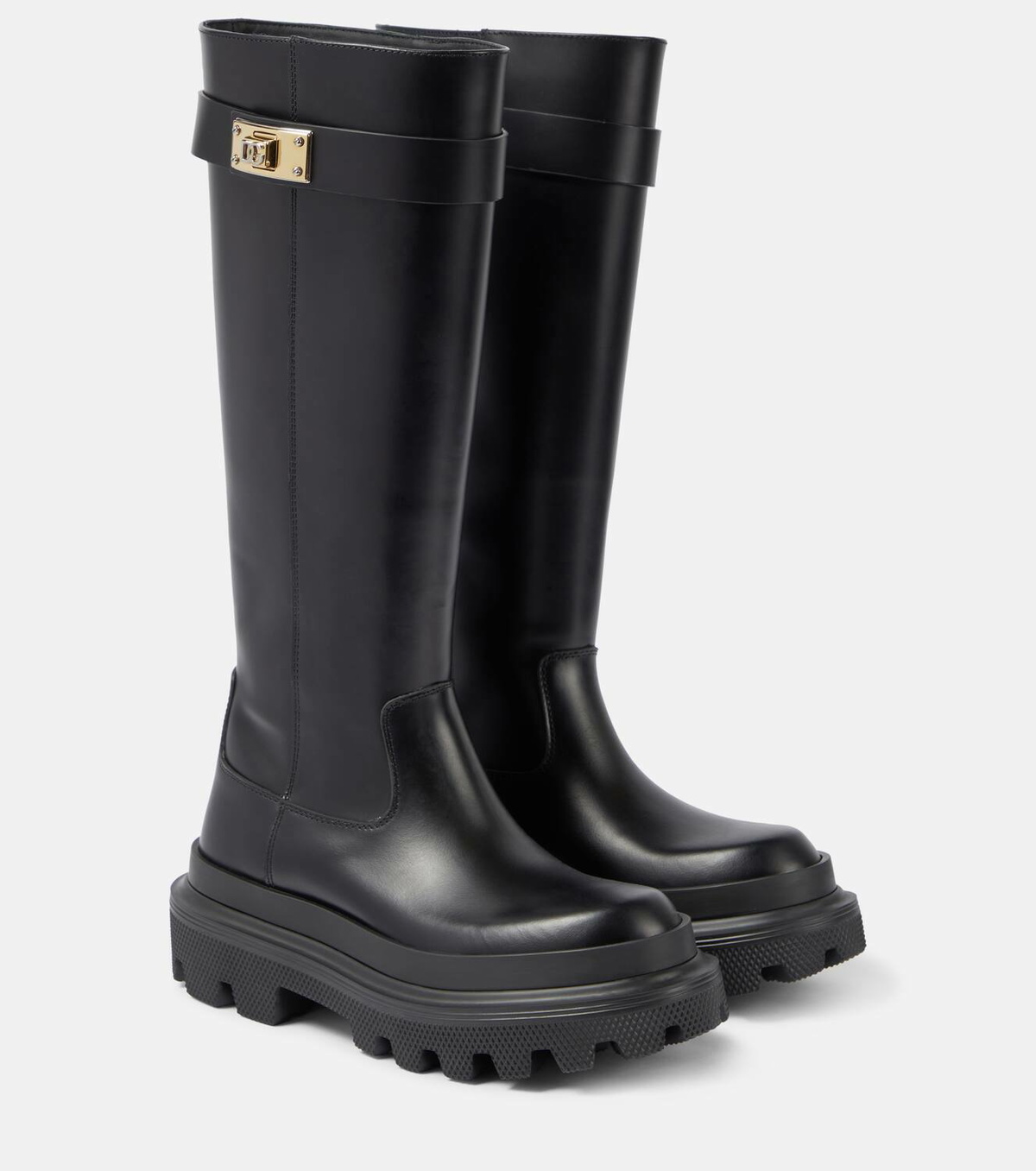 Dolce & Gabbana Black Suede Leather Knee High Boots Shoes main image 1