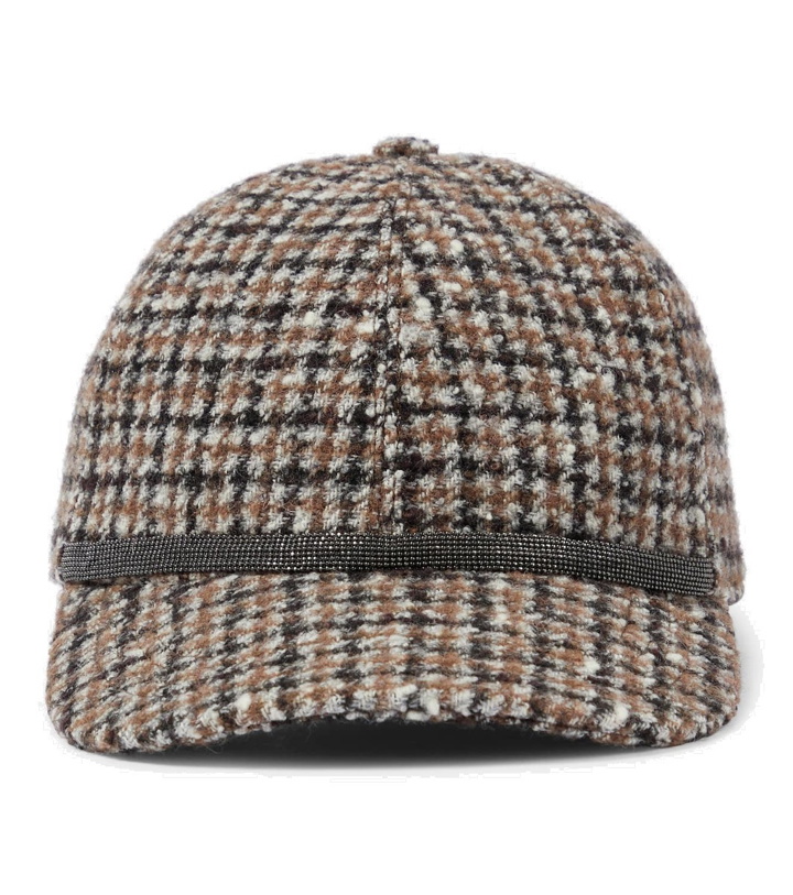 Photo: Brunello Cucinelli Monili-embellished checked baseball cap