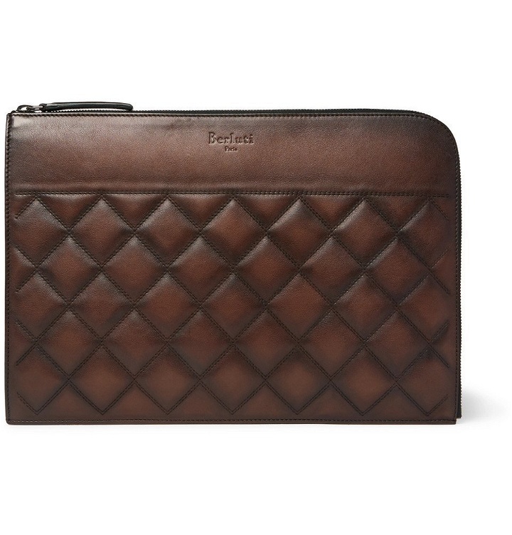 Photo: Berluti - Nino Quilted Leather Pouch - Men - Brown