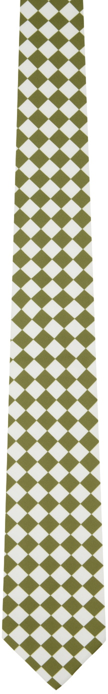 Connor McKnight Green & Off-White Chess Print Neck Tie and Pocket Square Set
