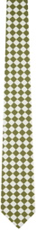 Connor McKnight Green & Off-White Chess Print Neck Tie and Pocket Square Set