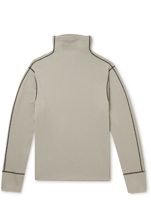 Photo: Yuri Yuri - Slim-Fit Cotton-Blend Jersey Rollneck Sweatshirt - Gray