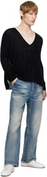 Fax Copy Express Black Double-Sided V Neckline Reversible Sweater