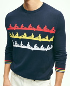Brooks Brothers Men's Cotton Rowing Motif Intarsia Sweater | Navy