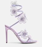 Rene Caovilla Floriane floral-appliqué satin sandals