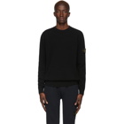 Stone Island Black Rib Knit Yoke Sweater