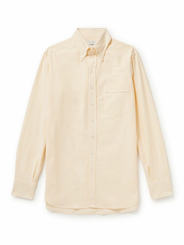 Photo: Kingsman - Button-Down Collar Striped Cotton Shirt - Yellow