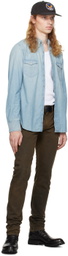 RRL Blue Slim Fit Chambray Western Shirt