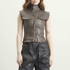 Ottolinger Women's Glazed Denim Zip Top in Brown