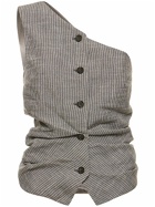 ACNE STUDIOS - Linen Blend Pinstriped One Shoulder Vest