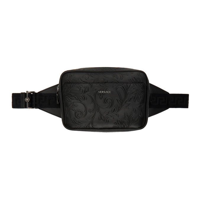 Photo: Versace Black Embossed Barocco Fanny Pack