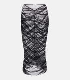 Nensi Dojaka Sheer ruched mesh midi skirt