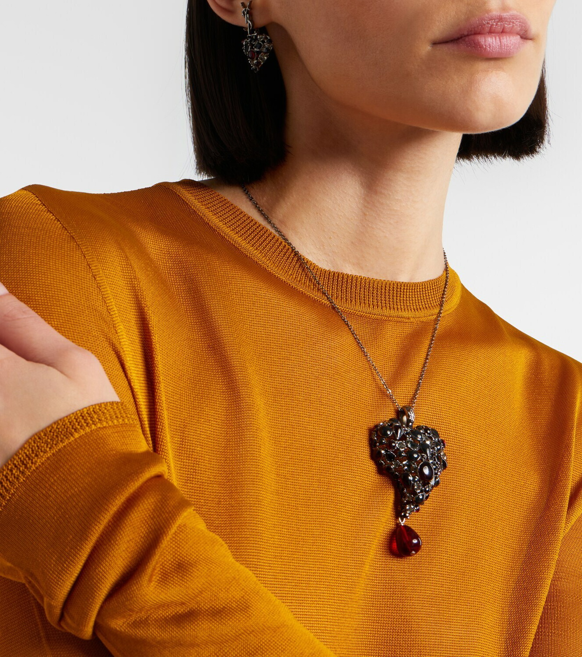 Saint Laurent Embellished pendant necklace