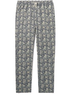 De Bonne Facture - Slim-Fit Tapered Paisley-Print Cotton-Voile Drawstring Trousers - Blue