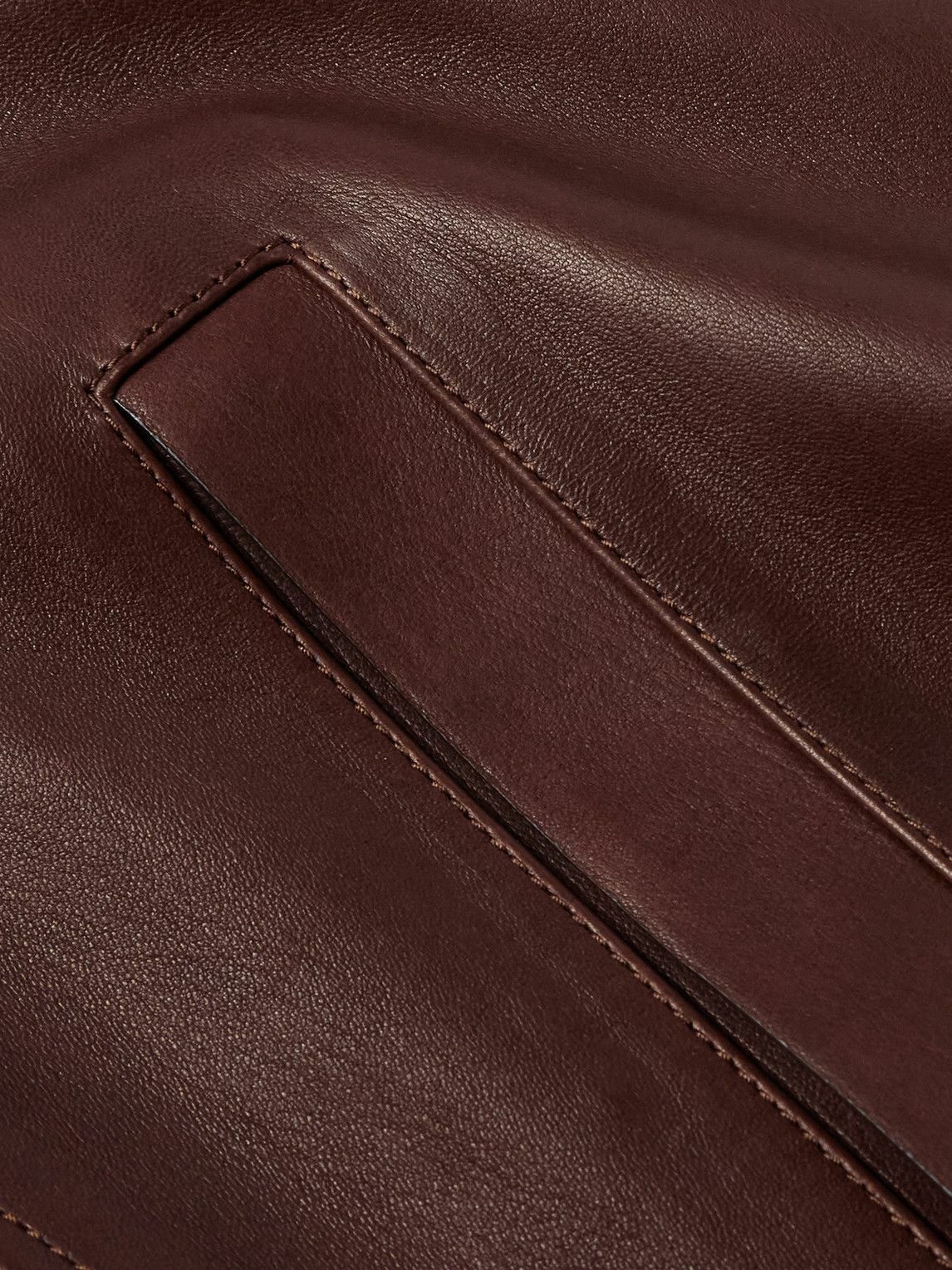 Dunhill - Suede-Trimmed Leather Jacket - Brown
