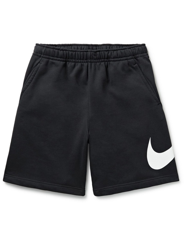 Photo: Nike - Sportswear Club Straight-Leg Logo-Print Cotton-Blend Jersey Shorts - Black