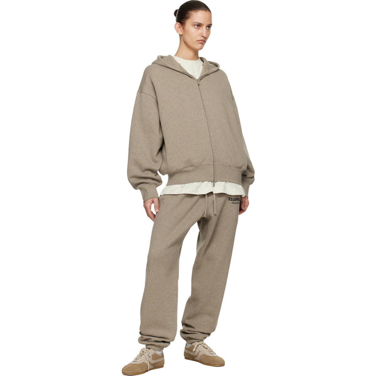 Fear of God ESSENTIALS Beige Classic Zip-Up Hoodie