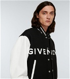 Givenchy - Wool-blend and leather bomber jacket