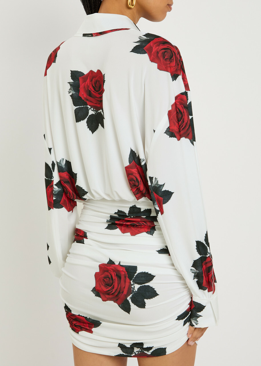 Norma Kamali Oversized BF NK Stretch-jersey Mini Shirt Dress White