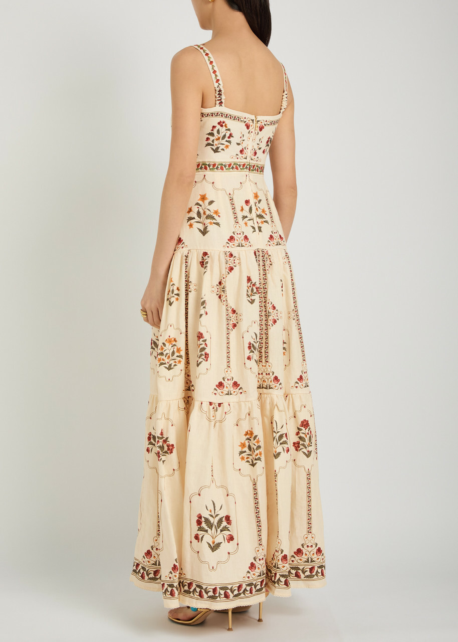 Agua BY Agua Bendita Lina Printed Linen Maxi Dress Multicoloured
