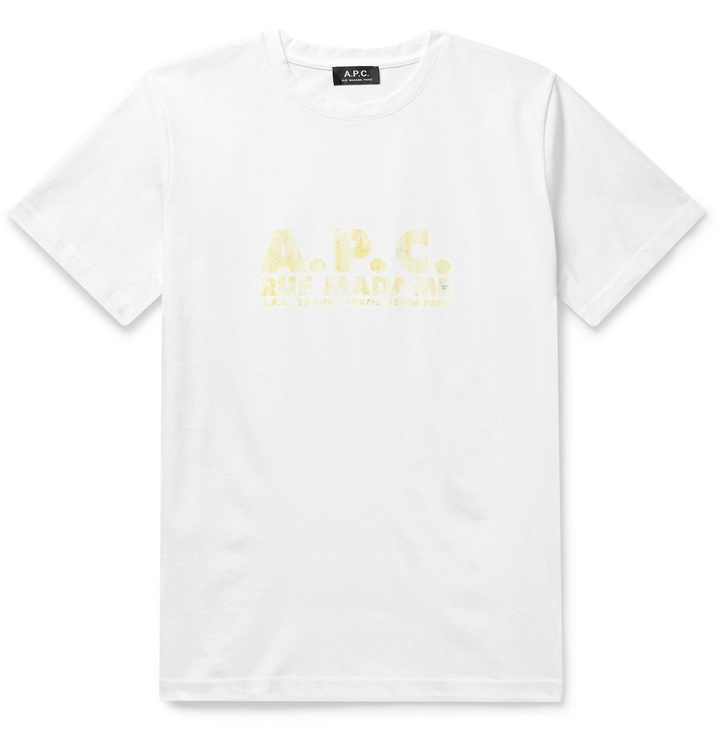 Photo: A.P.C. - Bobby Logo-Print Cotton-Jersey T-Shirt - Neutrals