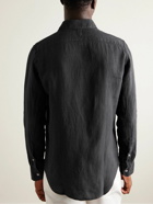Canali - Crinkled-Linen Shirt - Black