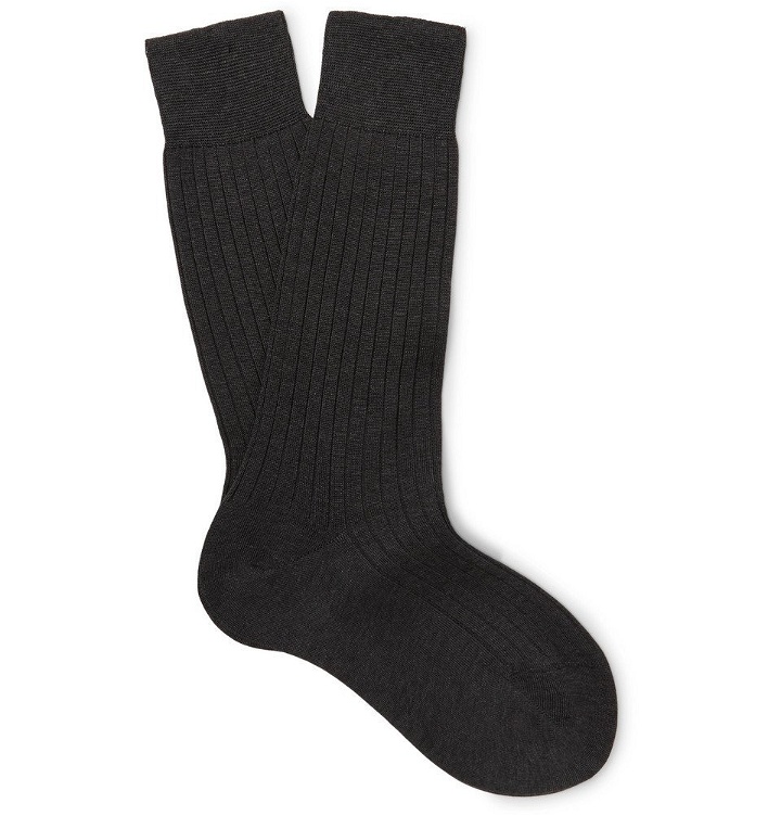 Photo: Berluti - Ribbed Cotton Socks - Men - Charcoal