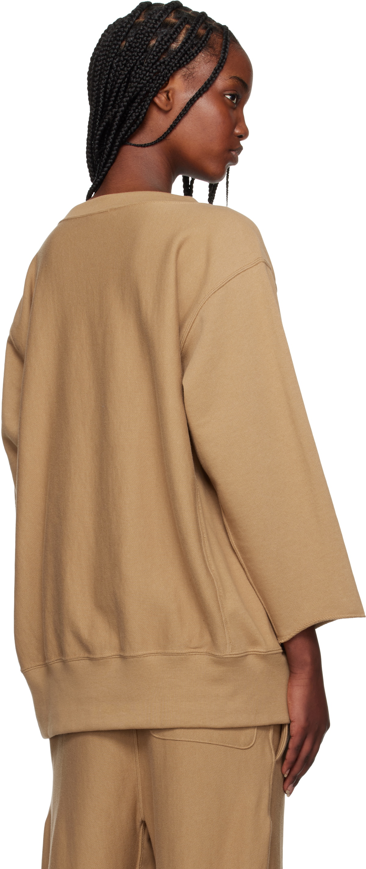 UNDERCOVER Tan Champion Edition Beaded Logo Appliqué Sweatshirt