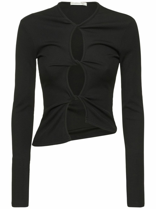 Photo: CHRISTOPHER ESBER - Front Knot Long Sleeve Jersey Top