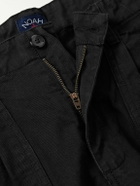 Noah - Straight-Leg Pleated Cotton-Twill Trousers - Black