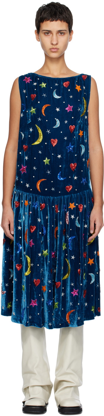 Caro Editions Blue Sonya Midi Dress