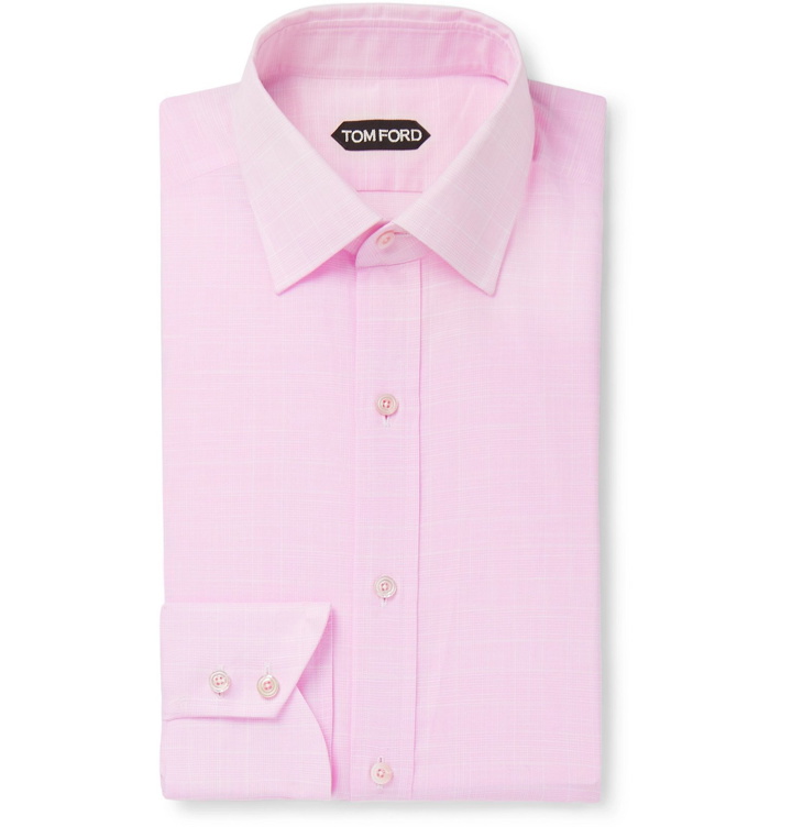 Photo: TOM FORD - Pink Slim-Fit Prince of Wales Checked Cotton Shirt - Pink