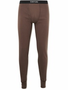 TOM FORD - Grosgrain-Trimmed Stretch-Cotton Jersey Long Johns - Brown