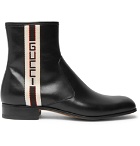Gucci - Bonny Webbing-Trimmed Leather Chelsea Boots - Men - Black