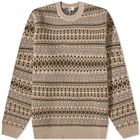 Isabel Marant Men's Leysterh Fair Isle Crew Knit in Khaki