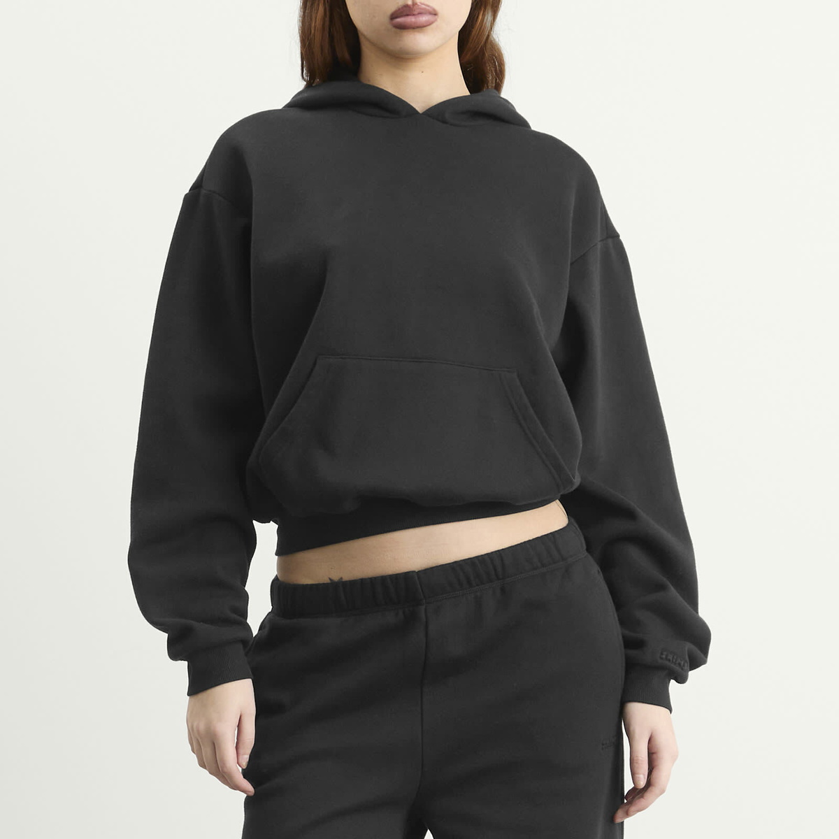 SKIMS Women's Cotton Fleece Classic Pullover Hoodie in Onyx
