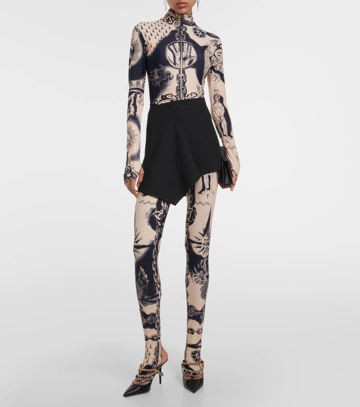 Jean Paul Gaultier Tattoo Collection printed jersey catsuit Jean