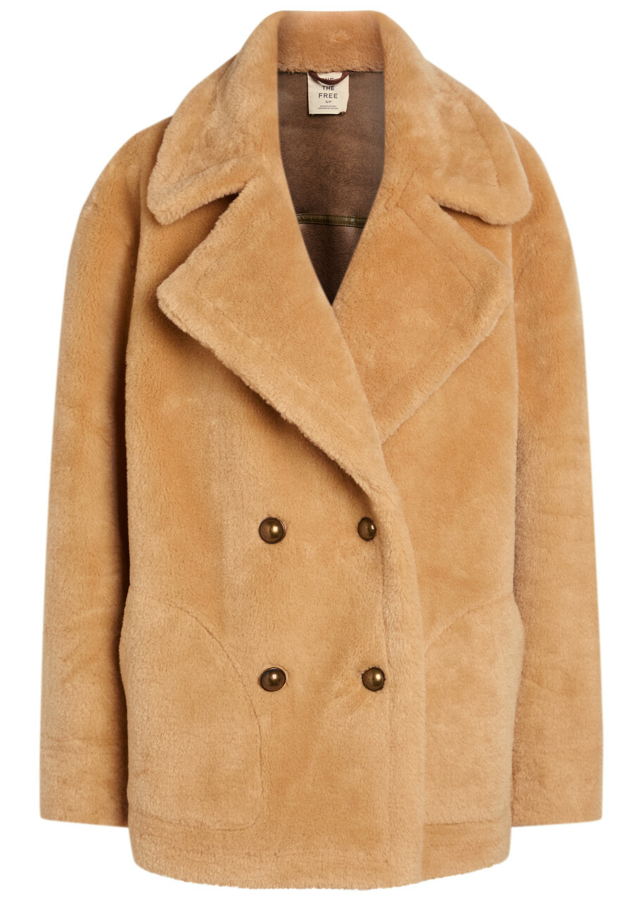 Free People Mari Reversible Faux fur Coat Tan