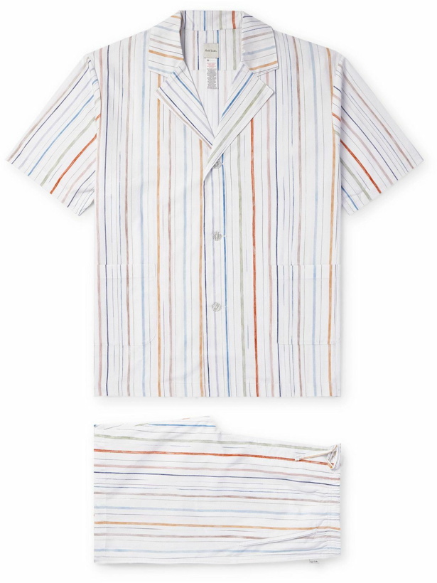 Photo: Paul Smith - Camp-Collar Striped Organic Cotton-Poplin Pyjama Set - White
