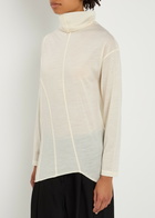High Spot On Asymmetric Wool-jersey top Cream