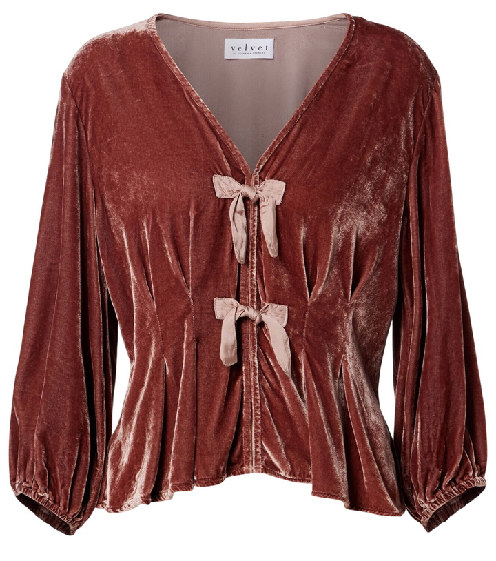 Photo: Velvet Elida bow-detail velvet top