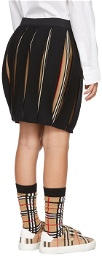Burberry Kids Navy Wool Icon Stripe Pleated Skirt